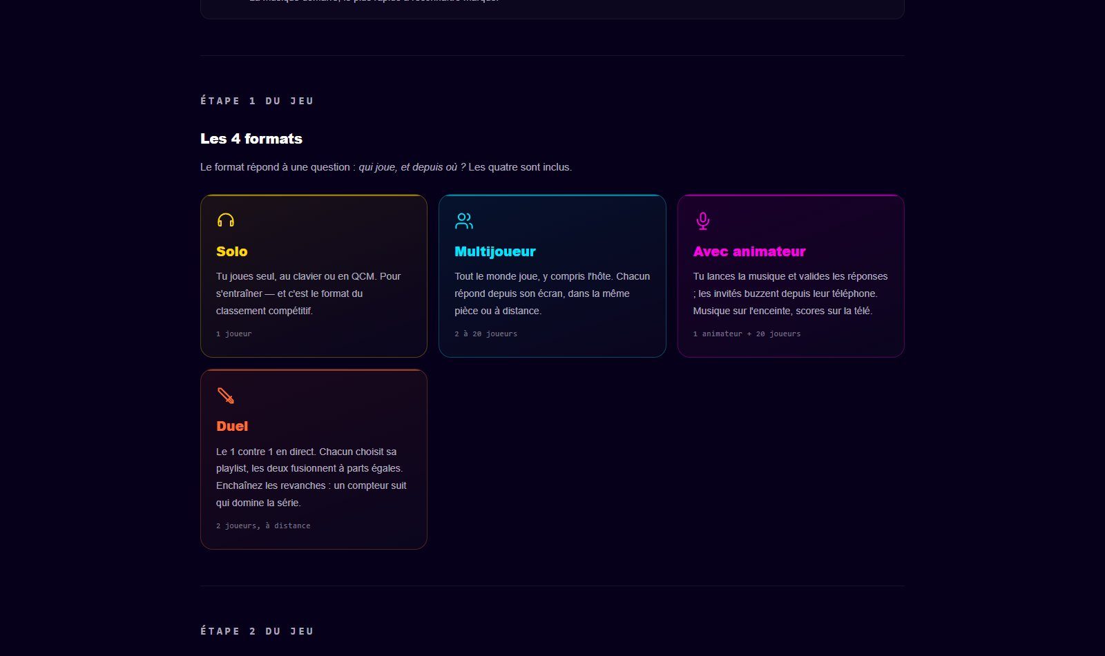 Les mêmes formats expliqués sur la page publique