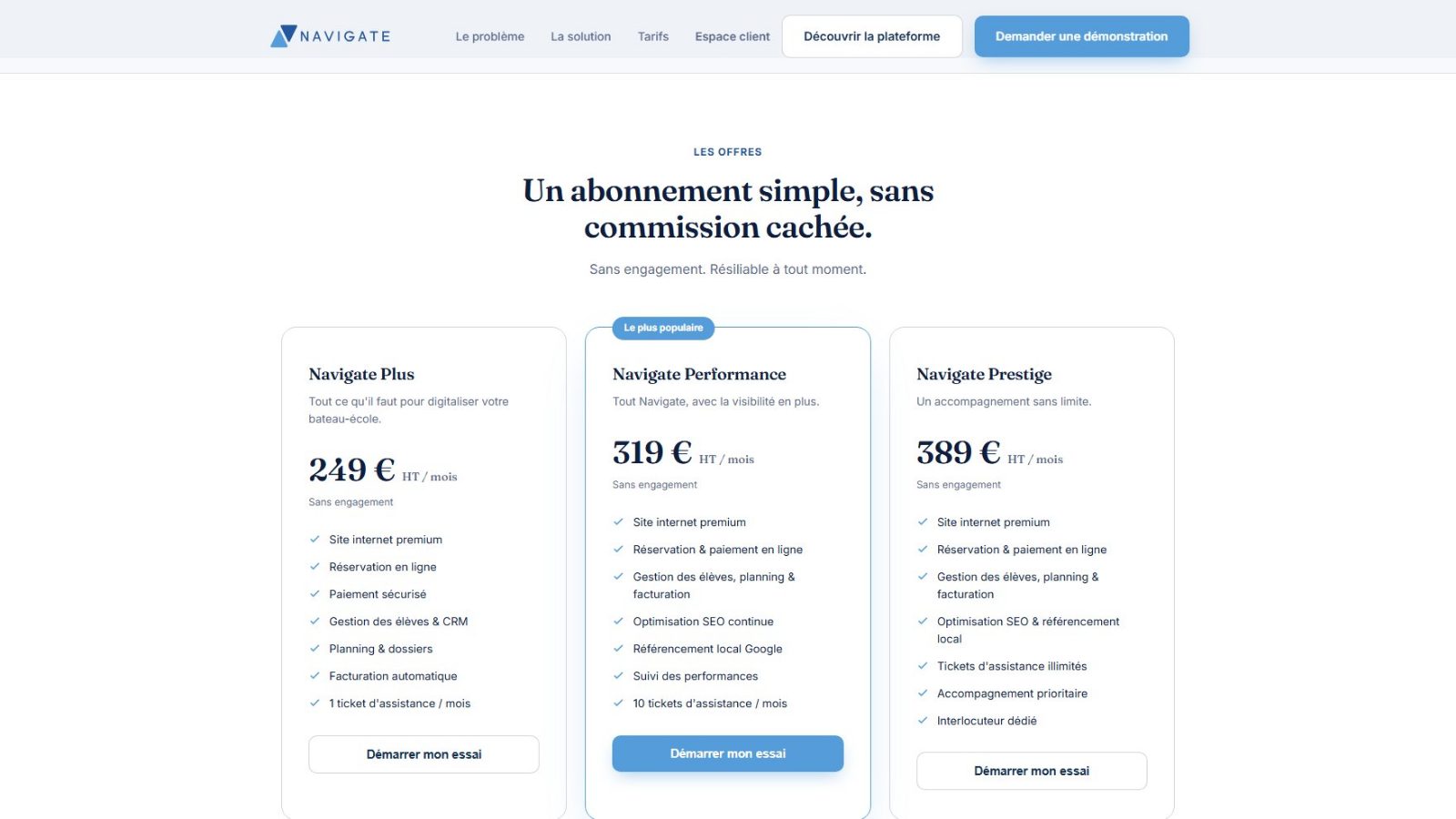 Trois offres, sans engagement